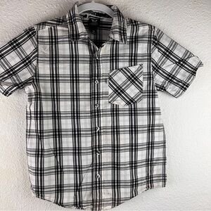 SHAUN WHITE DRESS Boys Size Medium Black & Gray button down shirt. Short sleeves